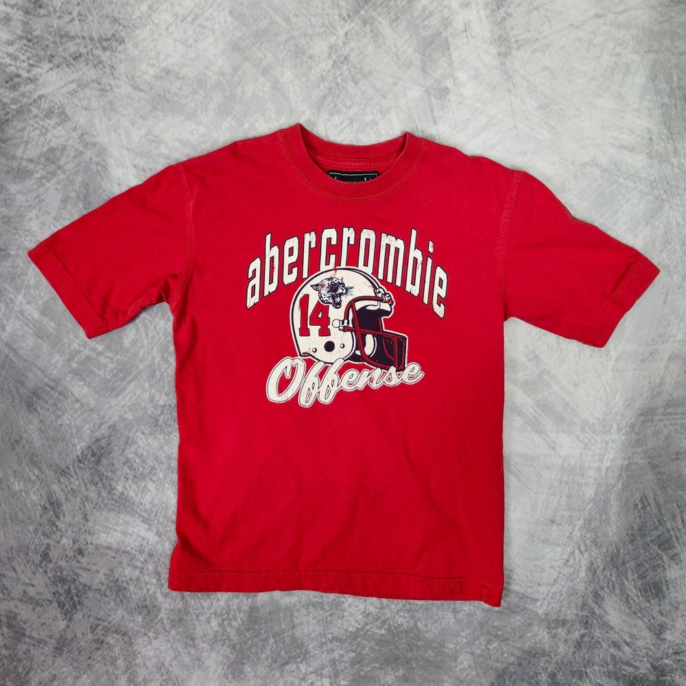 Vintage Y2K abercrombie Offense Football Baby Tee Red Cropped T Shirt XS XXS